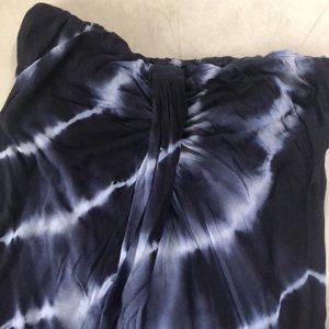 Blue tie dye strapless summer dress